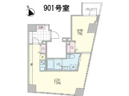 KUKAI TERRACE白金高輪 クーカイテラス白金高輪(1LDK/9階)の間取り写真