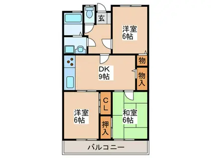 コーポ鶴畑(3DK/2階)の間取り写真