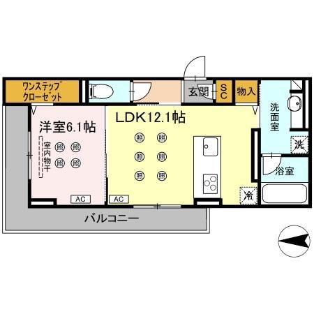 CREST COURT(1LDK/3階)の間取り写真