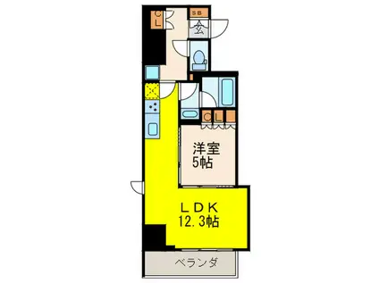 グレイスリヴィエール東京八丁堀(1LDK/6階)の間取り写真