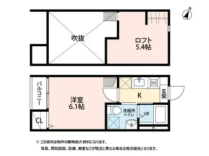 REVEUR大野田(1K/2階)の間取り写真