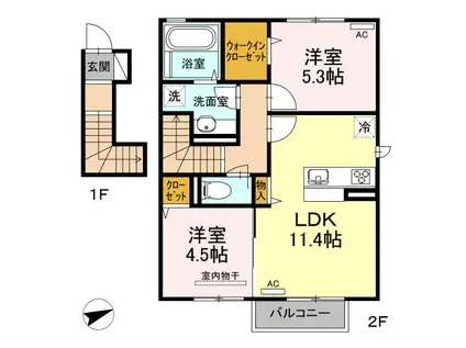 D-ROOM老松(2LDK/2階)の間取り写真