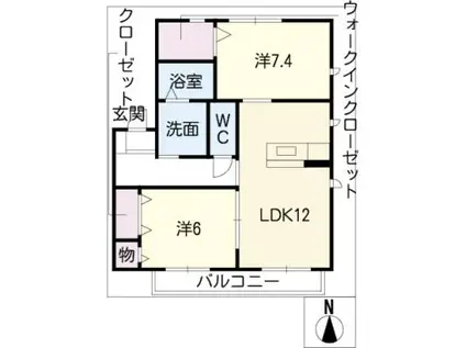 アバンダンテ(2LDK/1階)の間取り写真