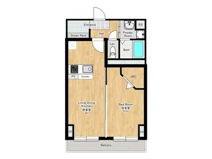 F.STAGE(1LDK/2階)の間取り写真