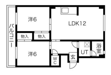 あかめコーポ(2LDK/2階)の間取り写真