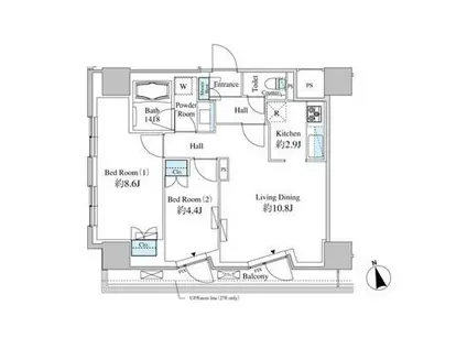 ベルファース芝浦タワー(2LDK/15階)の間取り写真