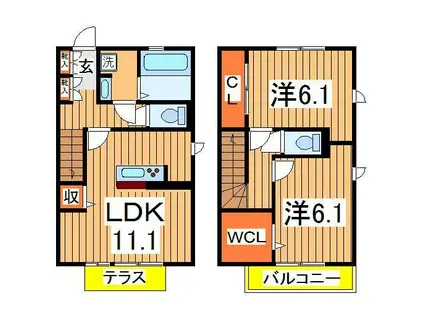 クレア―ジュG(2LDK/1階)の間取り写真