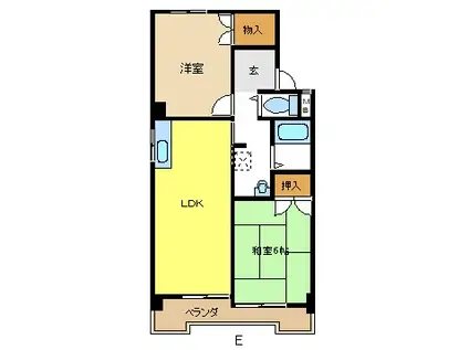 GREENHEIM ファミリア(2LDK/4階)の間取り写真