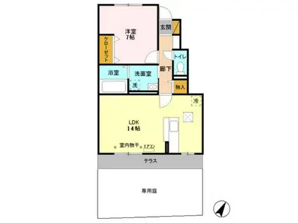 グランシャリオ(1LDK/1階)の間取り写真