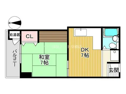 ローレルハイツ大淀2号棟(1DK/2階)の間取り写真