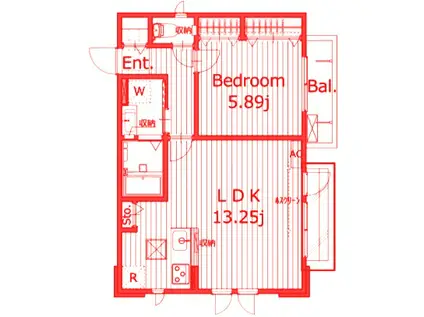 ラポラガーデンヒヨシ(1LDK/1階)の間取り写真