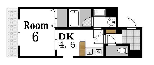 ダイアパレス東白島(1DK/2階)の間取り写真