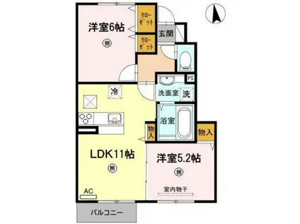 メゾンみのりIII(2LDK/1階)の間取り写真