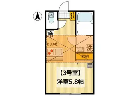 グラッサ花の木(ワンルーム/2階)の間取り写真