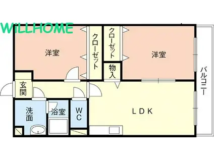 ＪＲ和歌山線 布施屋駅 徒歩9分 3階建 築22年(3DK/2階)の間取り写真