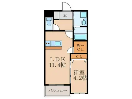 MDIプラデリビオ行橋駅前(1LDK/1階)の間取り写真