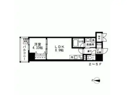 LA BELJOUR 錦糸町(1LDK/6階)の間取り写真