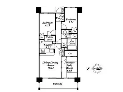プレミアグランデ馬込(3LDK/2階)の間取り写真