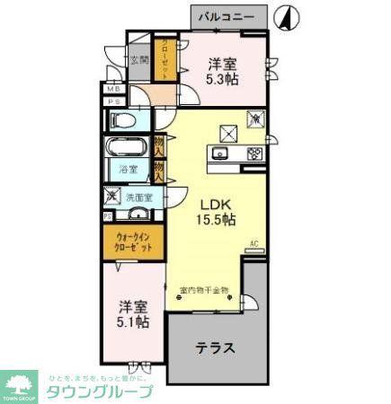 センカ II(2LDK/1階)の間取り写真