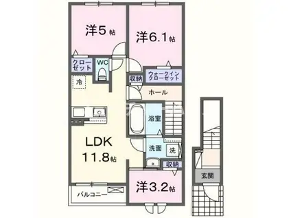 プリムローズM2(3LDK/2階)の間取り写真
