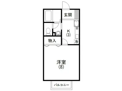 セジュール小豆餅(1K/1階)の間取り写真