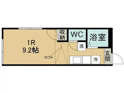 カステリーナ(ワンルーム/1階)の間取り写真