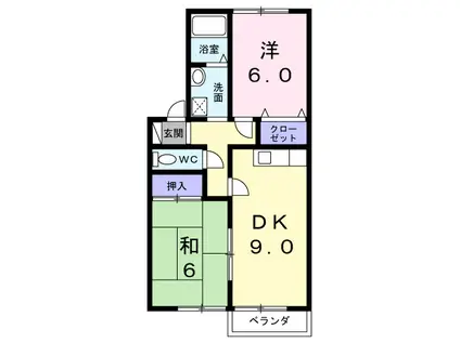 コーポ南浦(2DK/1階)の間取り写真