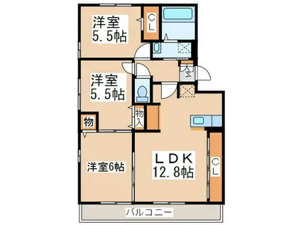 グランソーレI(3LDK/2階)の間取り写真