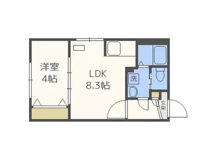 TSUBAKI SQUARE円山公園ウエスト(1LDK/4階)の間取り写真