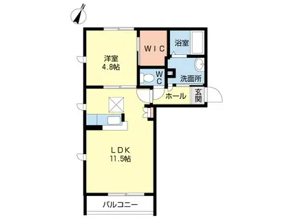 廣田板付6A棟(1LDK/2階)の間取り写真