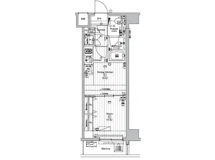 ザプレミアムキューブG潮見(1DK/1階)の間取り写真