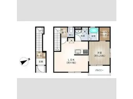 リーブルファイン一宮市乾町2号棟(1LDK/2階)の間取り写真