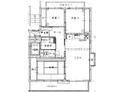 グレース蓮池(3LDK/1階)の間取り写真