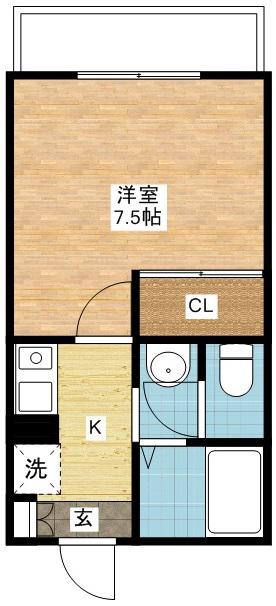 フェアリーハイツ ワルツの森(1K/2階)の間取り写真