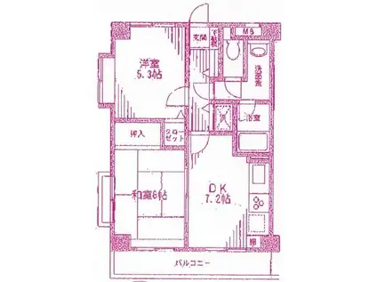 シュール梶ヶ谷(2DK/3階)の間取り写真