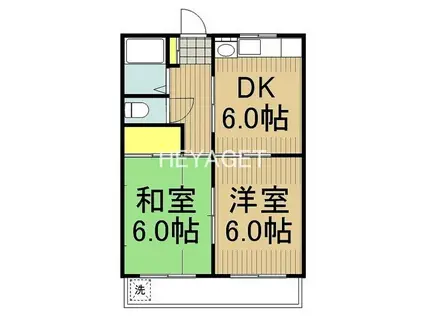 シャインハイツ(2DK/2階)の間取り写真