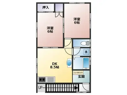 美光ハイツ(2DK/2階)の間取り写真