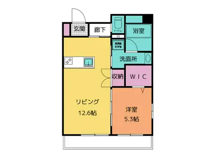 サンブライト本通(1LDK/8階)の間取り写真