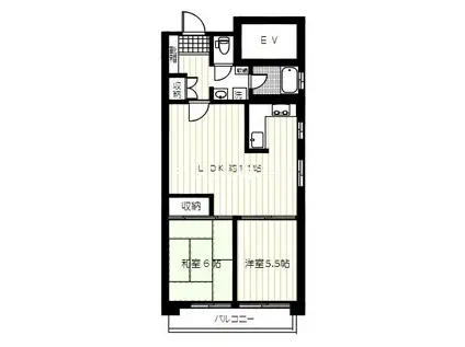 第二松栄ビル(2LDK/6階)の間取り写真