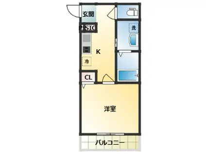 平野区長吉出戸(1K/3階)の間取り写真
