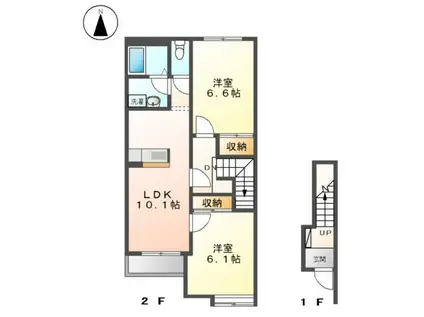 ディアベルジュ(2LDK/2階)の間取り写真