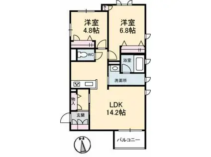 ルミエール国分寺(2LDK/2階)の間取り写真