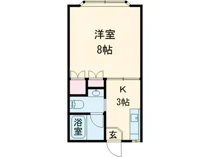 クレディII(1K/1階)の間取り写真