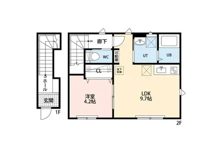 DOMANI(1LDK/2階)の間取り写真