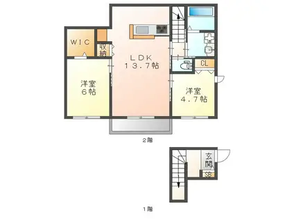 MAISON MOI(2LDK/2階)の間取り写真