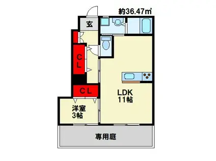 CASA DELI(1LDK/1階)の間取り写真