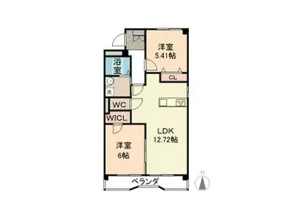 グリーンハイム三陽(2LDK/4階)の間取り写真