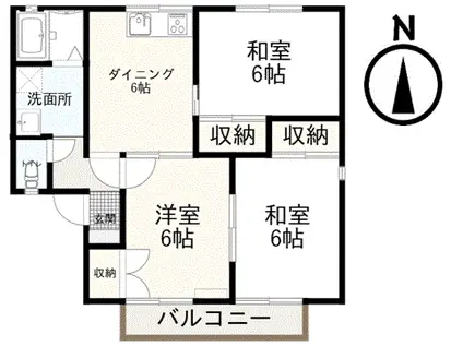 緑が丘セジュール(3DK/2階)の間取り写真