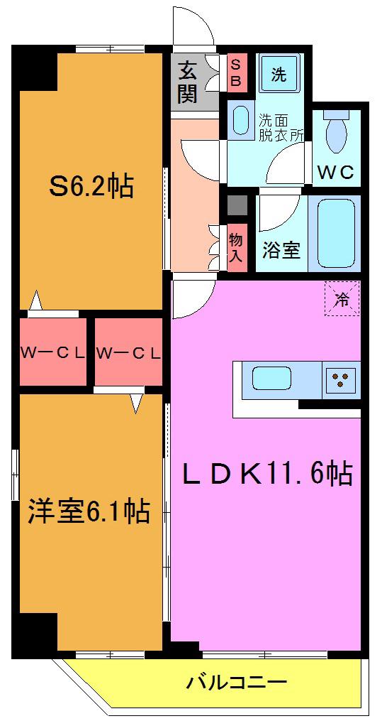 コルザKII(1SLDK/6階)の間取り写真