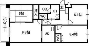 アルファスクエア円山(3LDK/6階)の間取り写真